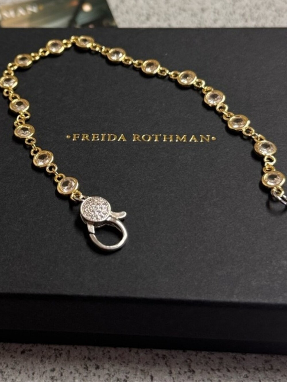 Freida Rothman Vault Gold Lumi Bezel w/ Silver Pave Closure